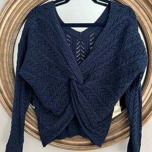 Mi Ami Navy Twist Back Sweater (Size M)
